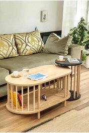 Hanah Home Peka111-125 Juego de Mesas de Café Roble Zafiro y Antracita